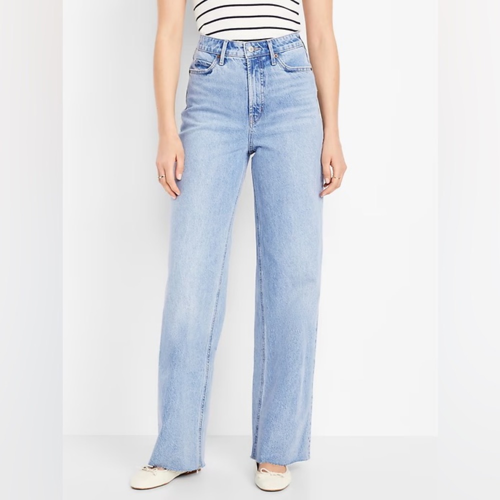 Old Navy EXTRA High-Rise Wide-Leg Women’s Jeans - Light Blue Regular Size 2